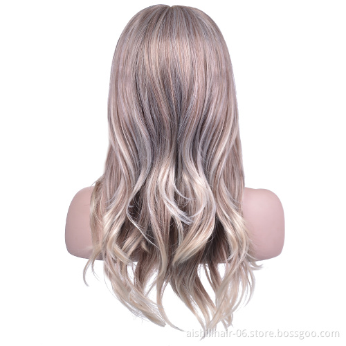 Aishili wholesale heat resistant synthetic fiber long straight frontal wigs synthetic hair wigs for women